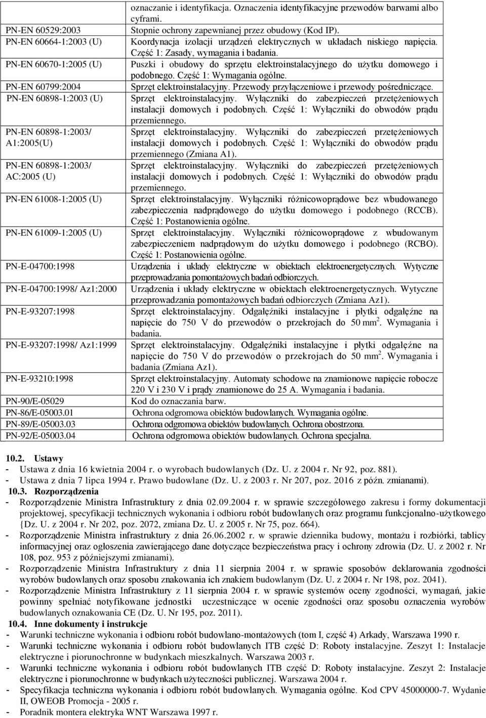 04 oznaczanie i identyfikacja. Oznaczenia identyfikacyjne przewodów barwami albo cyframi. Stopnie ochrony zapewnianej przez obudowy (Kod IP).