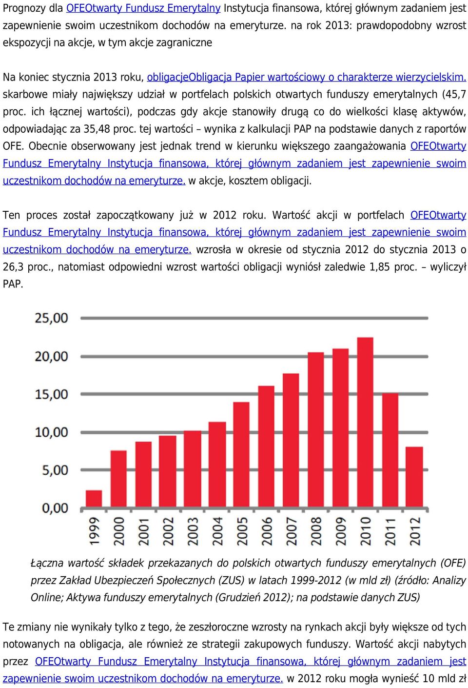 skarbowe miały największy udział w portfelach polskich otwartych funduszy emerytalnych (45,7 proc.