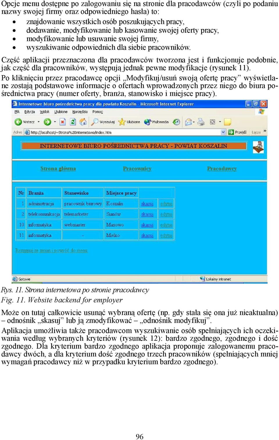 Część aplikacji przeznaczona dla pracodawców tworzona jest i funkcjonuje podobnie, jak część dla pracowników, występują jednak pewne modyfikacje (rysunek 11).