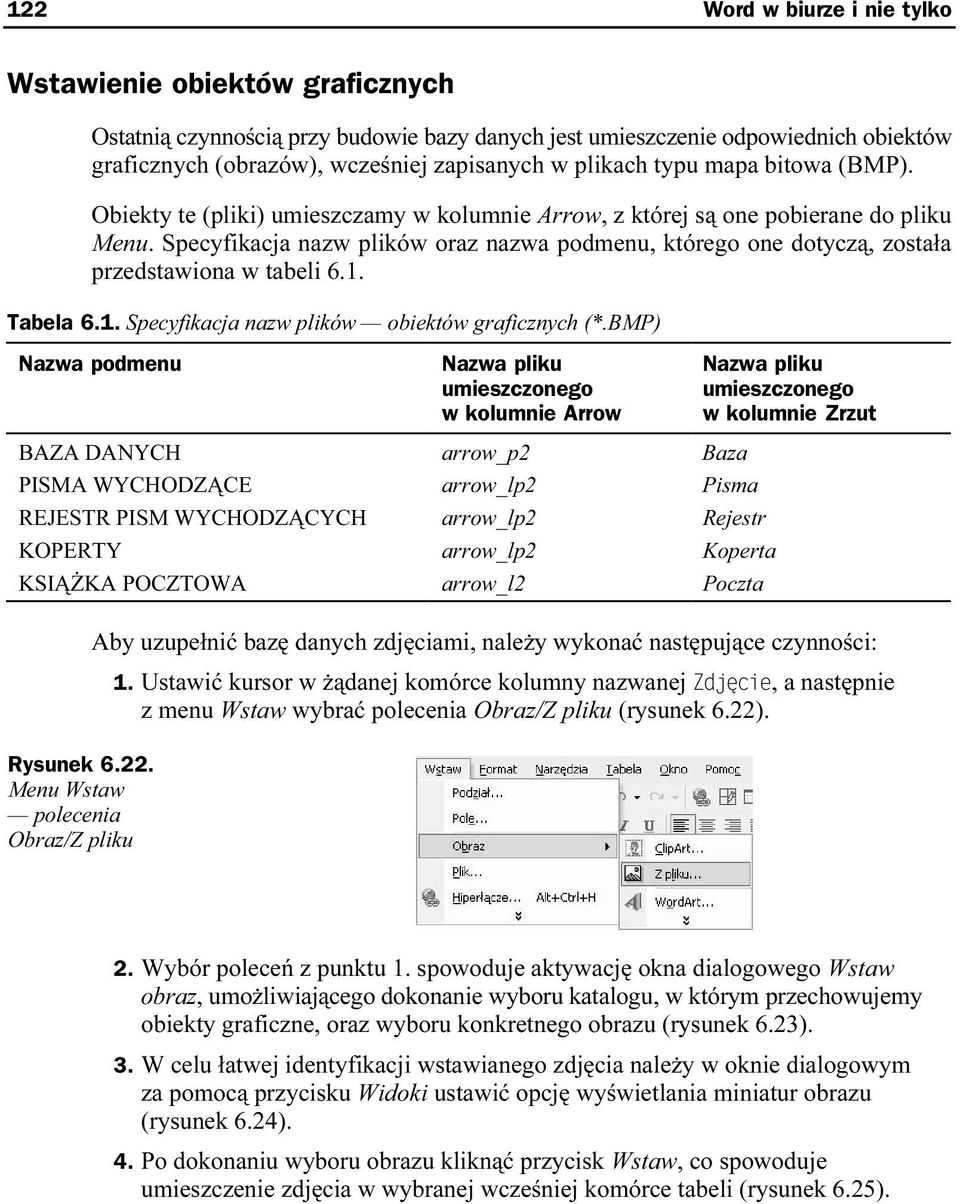 Specyfikacja nazw plików oraz nazwa podmenu, którego one dotyczą, została przedstawiona w tabeli 6.1. Tabela 6.1. Specyfikacja nazw plików obiektów graficznych (*.