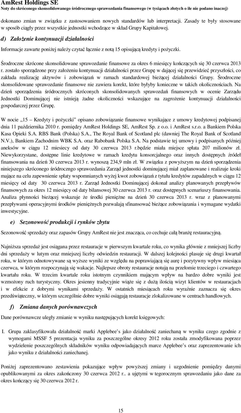 Środroczne skrócone skonsolidowane sprawozdanie finansowe za okres 6 miesięcy kończących się 30 czerwca 2013 r.