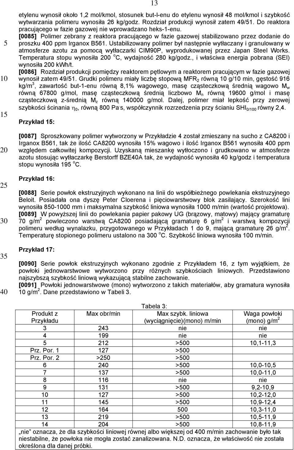 Ustabilizowany polimer był następnie wytłaczany i granulowany w atmosferze azotu za pomocą wytłaczarki CIM90P, wyprodukowanej przez Japan Steel Works.