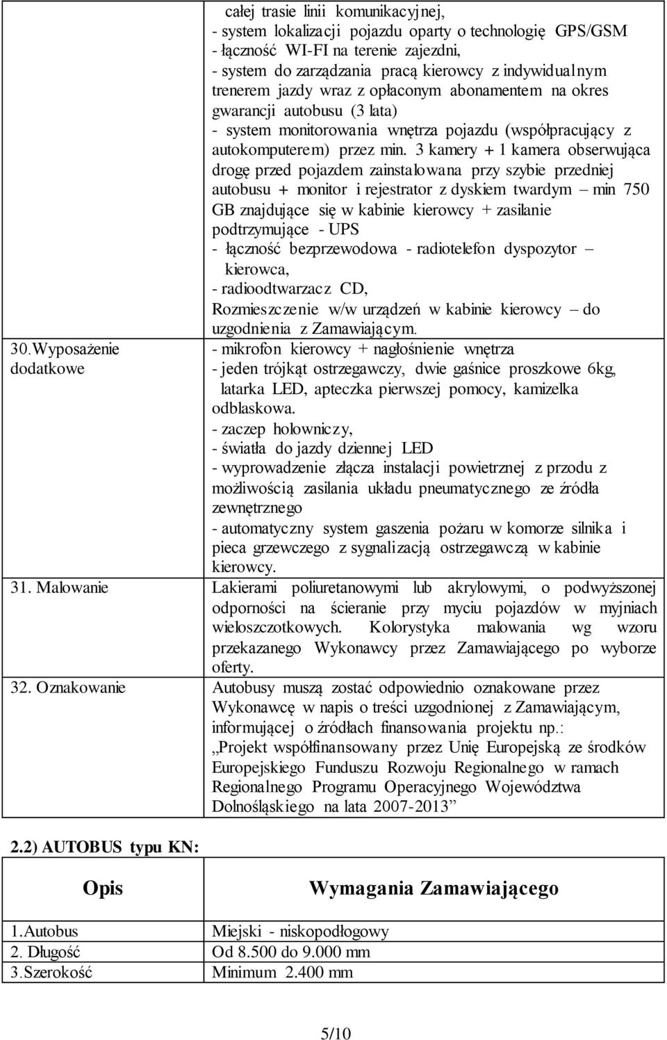 3 kamery + 1 kamera obserwująca drogę przed pojazdem zainstalowana przy szybie przedniej autobusu + monitor i rejestrator z dyskiem twardym min 750 GB znajdujące się w kabinie kierowcy + zasilanie