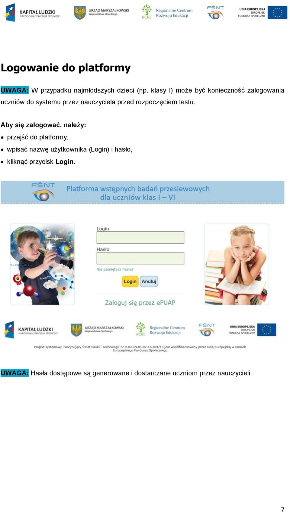 rozpoczęciem testu.