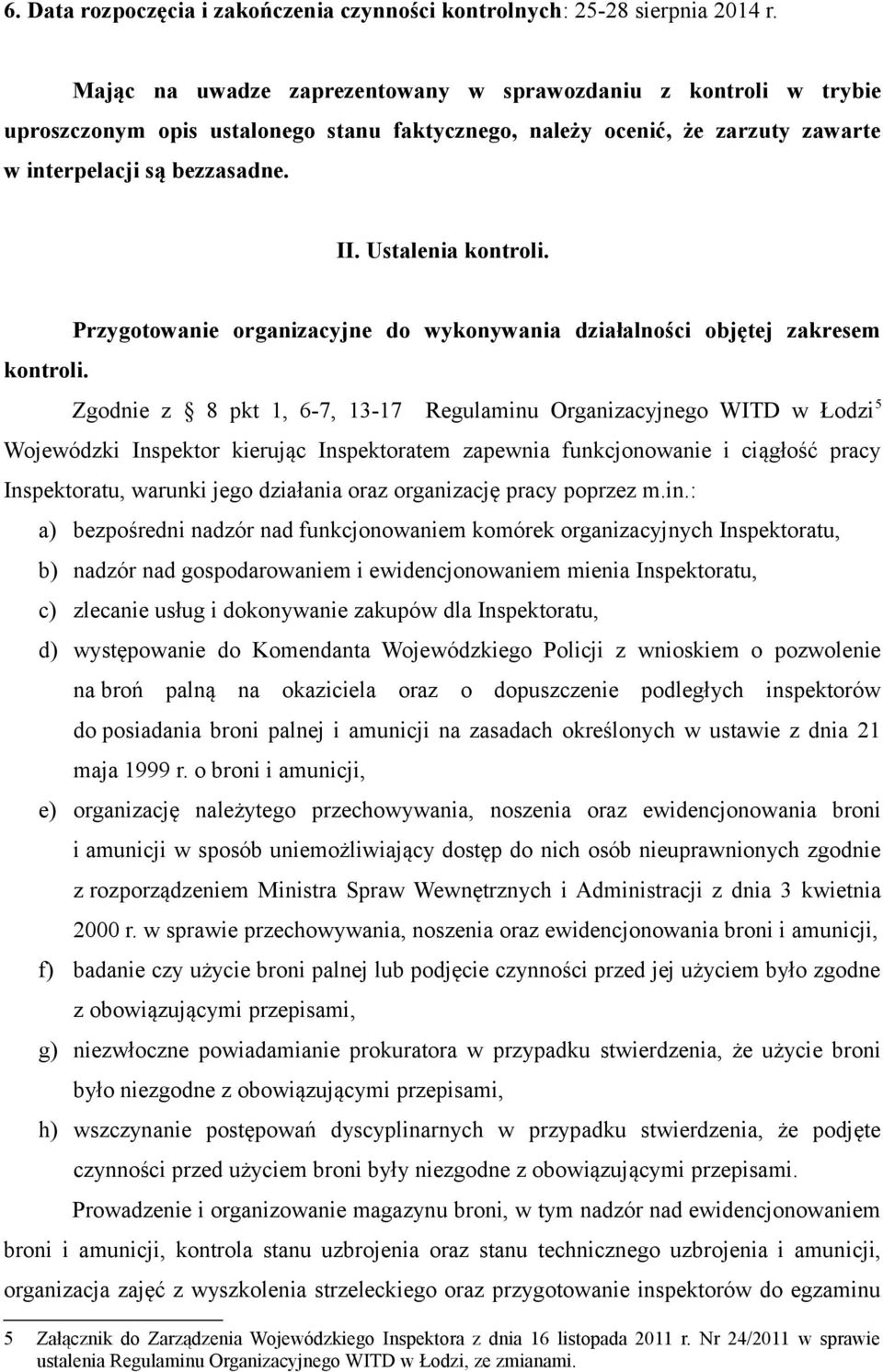 Ustalenia kontroli.