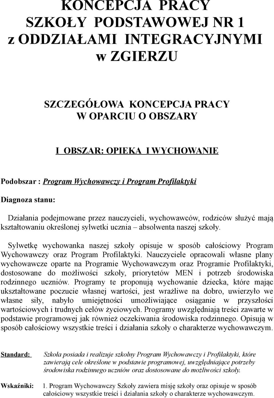 Sylwetkę wychowanka naszej szkoły opisuje w sposób całościowy Program Wychowawczy oraz Program Profilaktyki.