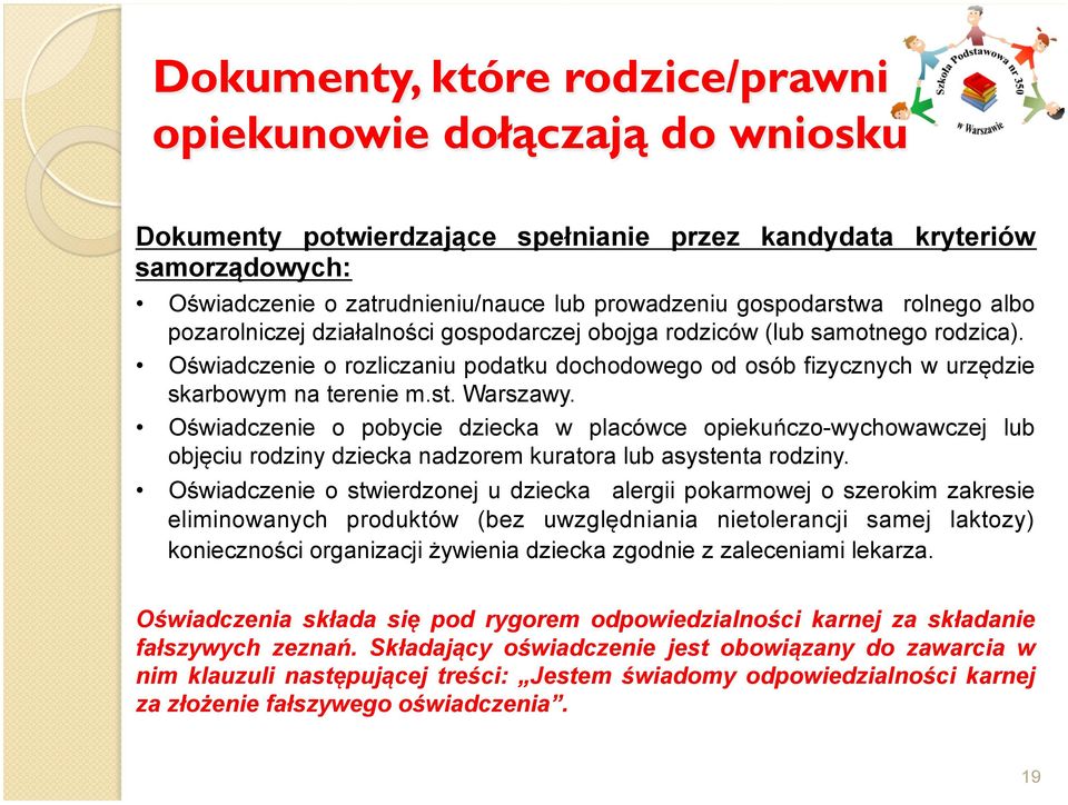 Oświadczenie o rozliczaniu podatku dochodowego od osób fizycznych w urzędzie skarbowym na terenie m.st. Warszawy.