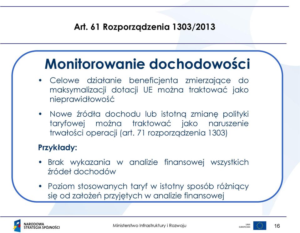 naruszenie trwałości operacji (art.