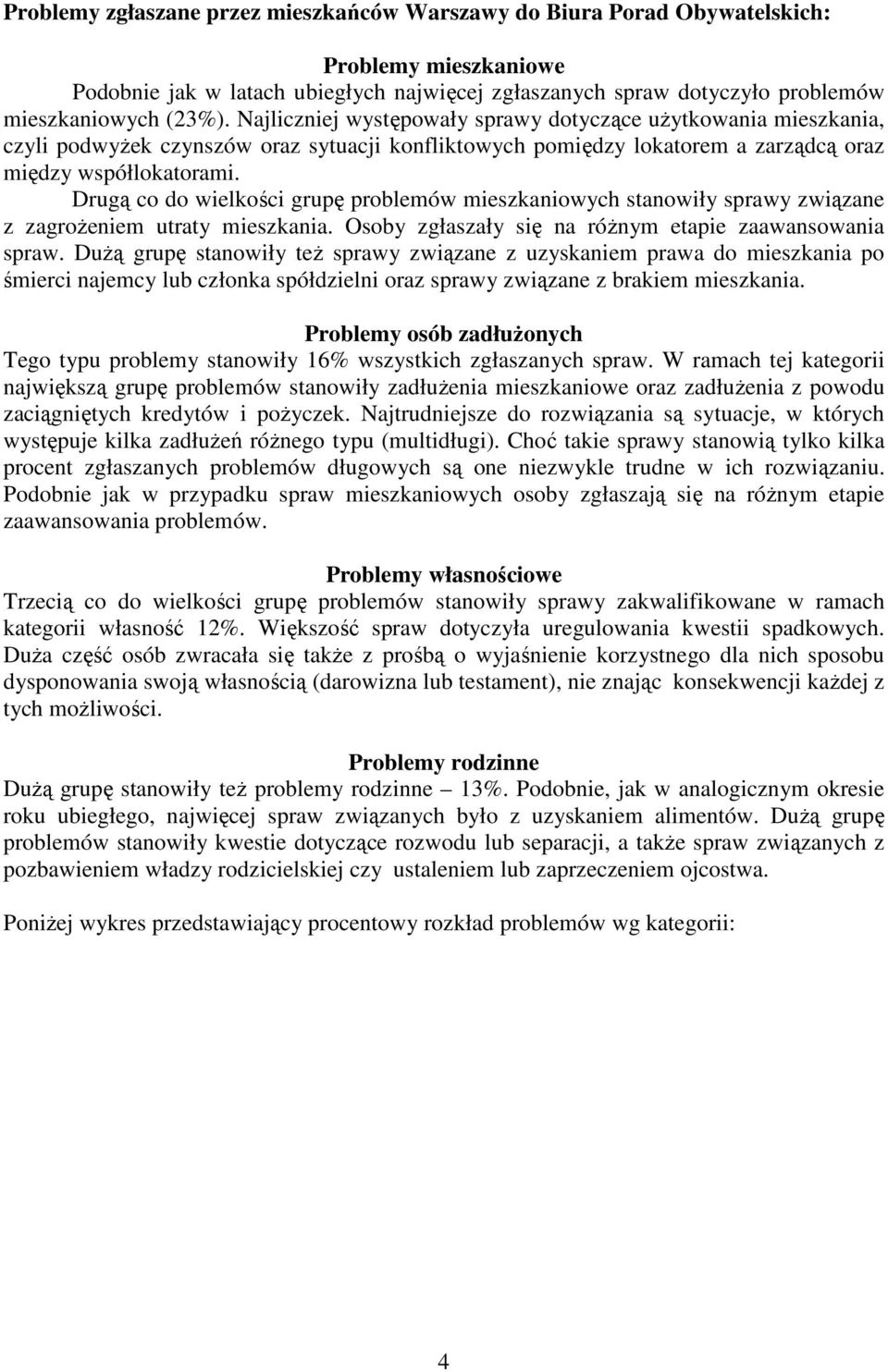 Drugą co do wielkości grupę problemów mieszkaniowych stanowiły sprawy związane z zagrożeniem utraty mieszkania. Osoby zgłaszały się na różnym etapie zaawansowania spraw.