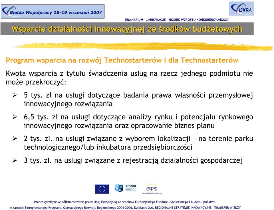 zł na usługi dotyczące analizy rynku i potencjału rynkowego innowacyjnego rozwiązania oraz opracowanie biznes planu 2 tys. zł.