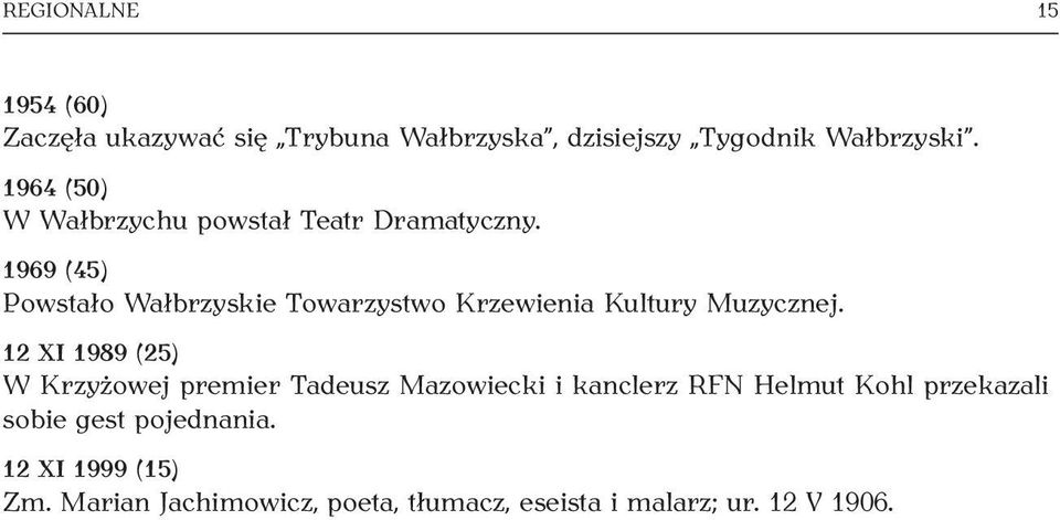 1969 (45) Powstało Wałbrzyskie Towarzystwo Krzewienia Kultury Muzycznej.