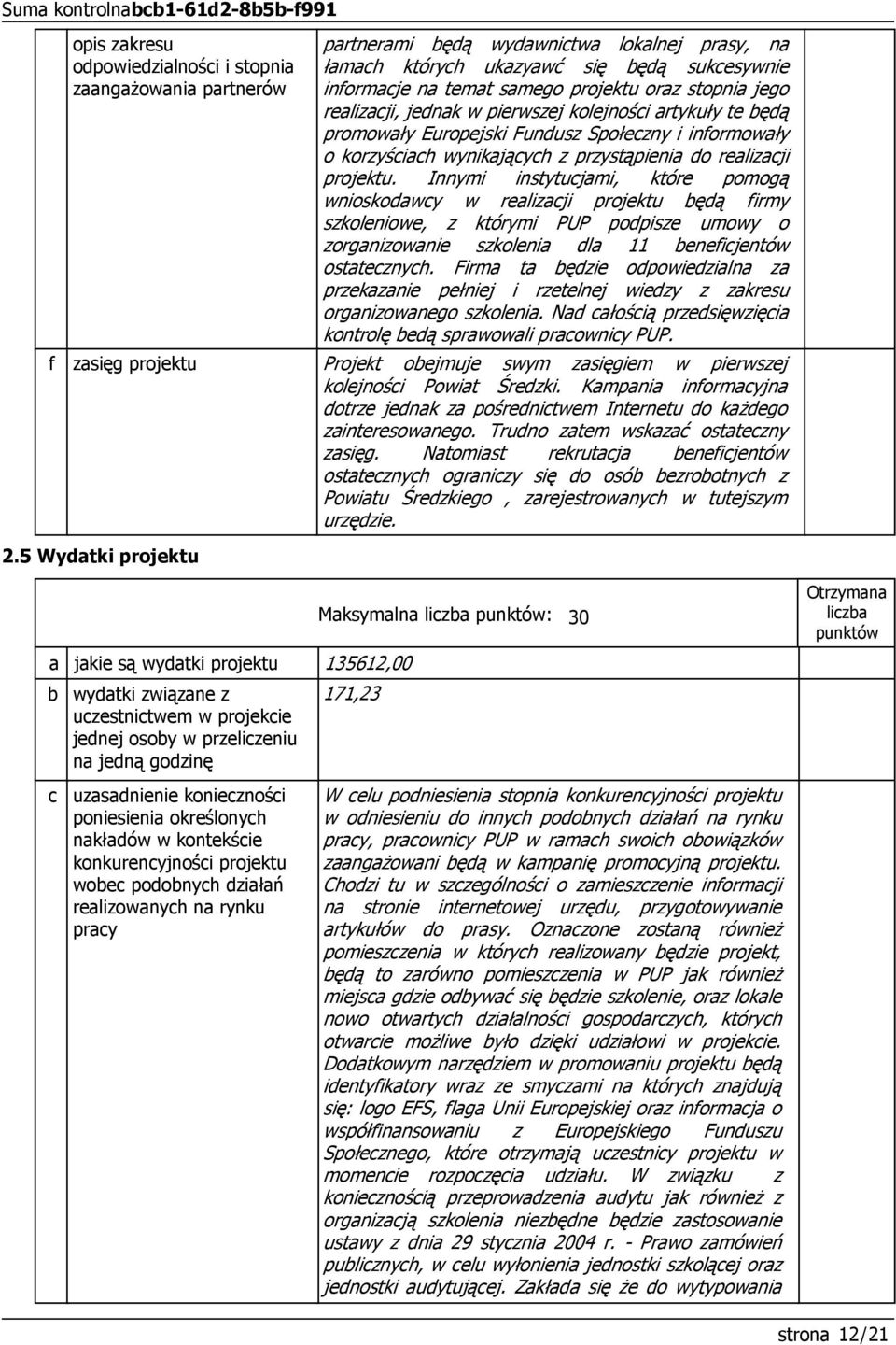 realizacji projektu.