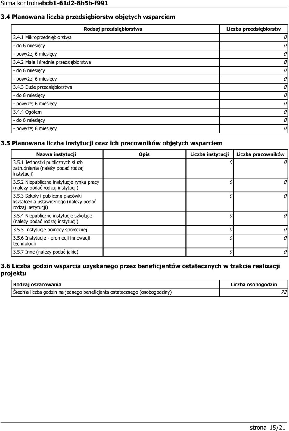 5 Planowana liczba instytucji oraz ich pracowników objętych wsparciem Nazwa instytucji 3.5.1 Jednostki publicznych służb zatrudnienia (należy podać rodzaj instytucji) 3.5.2 Niepubliczne instytucje rynku pracy (należy podać rodzaj instytucji) 3.