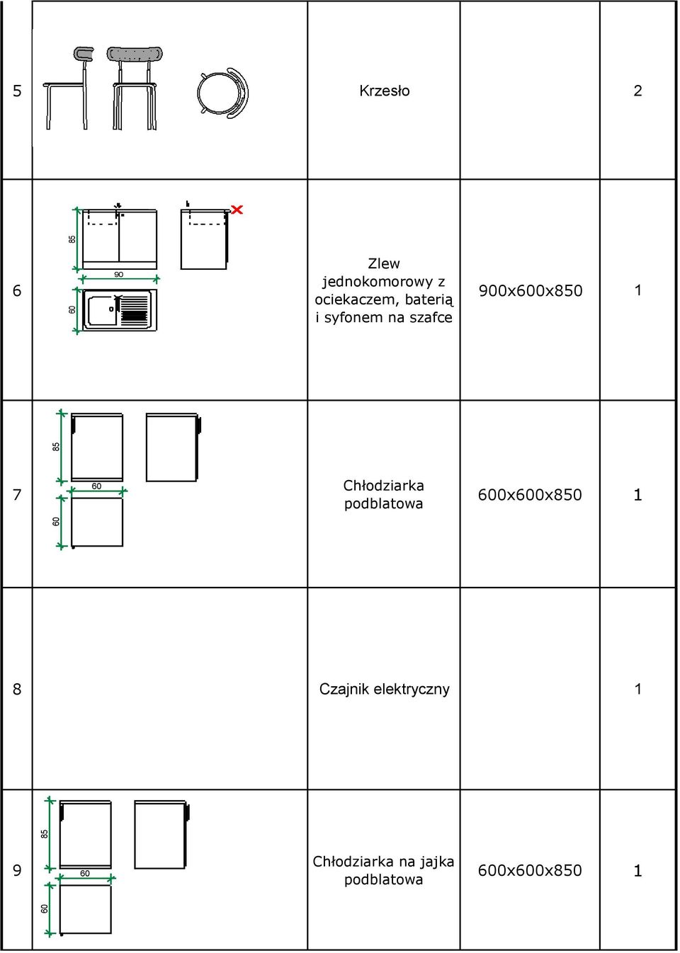 900x0x0 7 Chłodziarka podblatowa 0x0x0 8