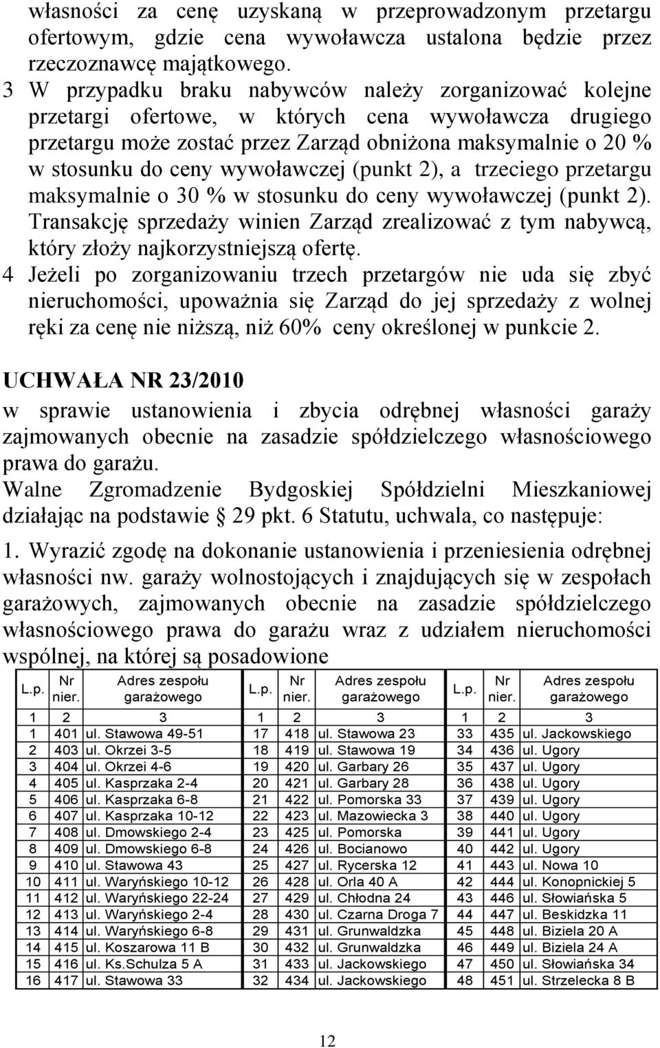 wywoławczej (punkt 2), a trzeciego przetargu maksymalnie o 30 % w stosunku do ceny wywoławczej (punkt 2).