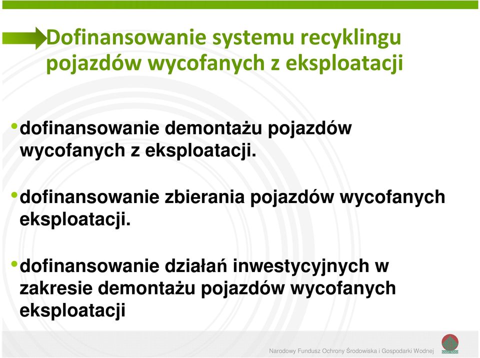 dofinansowanie zbierania pojazdów wycofanych eksploatacji.