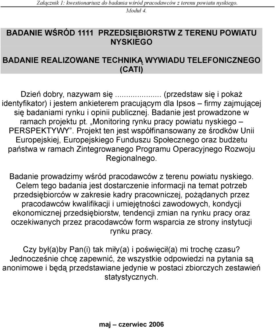 Monitoring rynku pracy powiatu nyskiego PERSPEKTYWY.