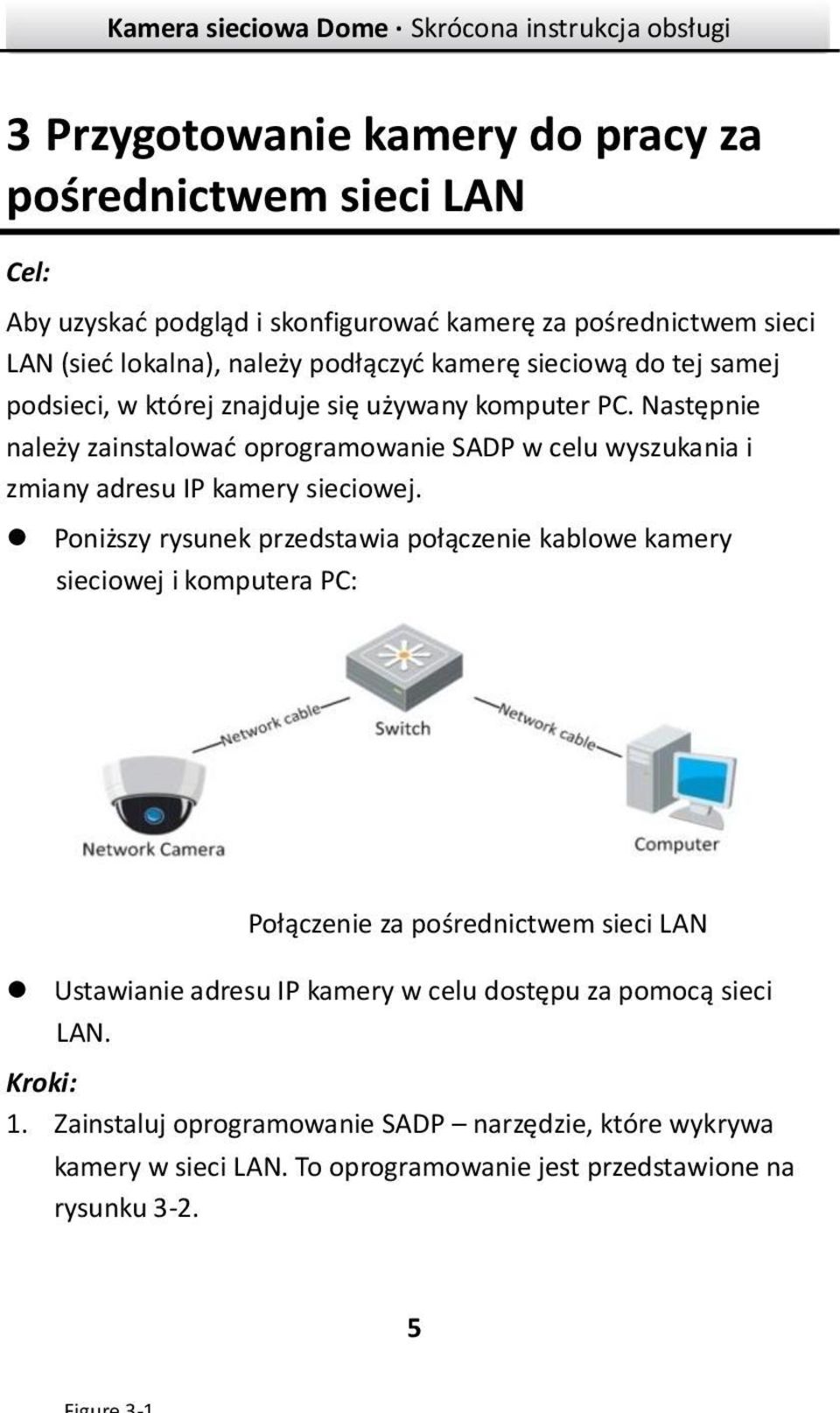 Następnie należy zainstalować oprogramowanie SADP w celu wyszukania i zmiany adresu IP kamery sieciowej.