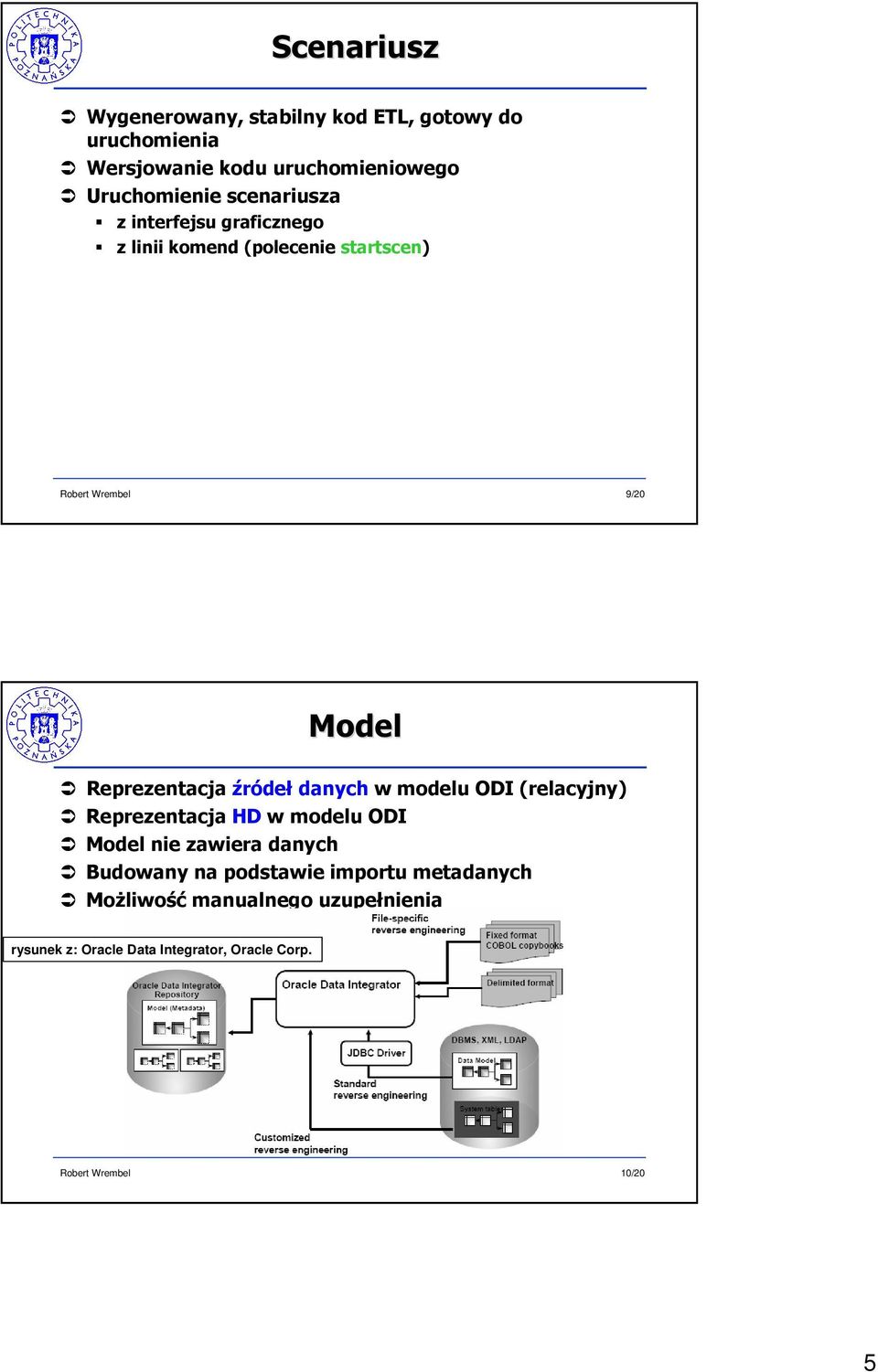 Reprezentacja źródeł danych w modelu ODI (relacyjny) Reprezentacja HD w modelu ODI Model nie zawiera danych