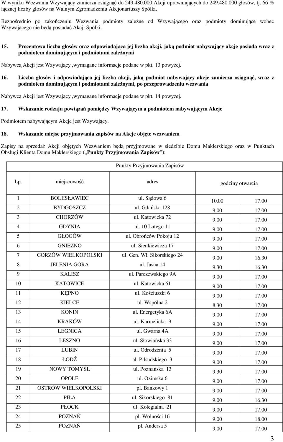 Procentowa liczba głosów oraz odpowiadająca jej liczba akcji, jaką podmiot nabywający akcje posiada wraz z podmiotem dominującym i podmiotami zaleŝnymi Nabywcą Akcji jest Wzywający,wymagane