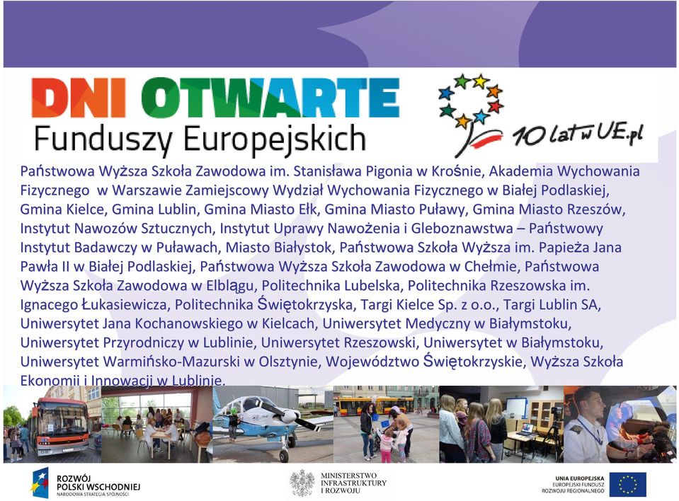 Miasto Puławy, Gmina Miasto Rzeszów, Instytut Nawozów w Sztucznych, Instytut Uprawy NawoŜenia i Gleboznawstwa Państwowy Instytut Badawczy w Puławach, Miasto Białystok, Państwowa Szkoła a WyŜsza im.