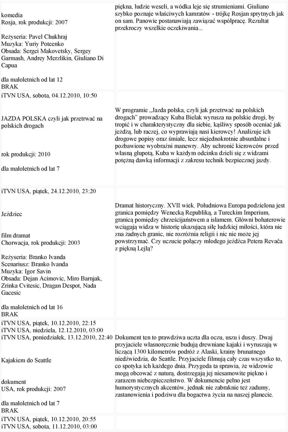 .. itvn USA, sobota, 04.12.
