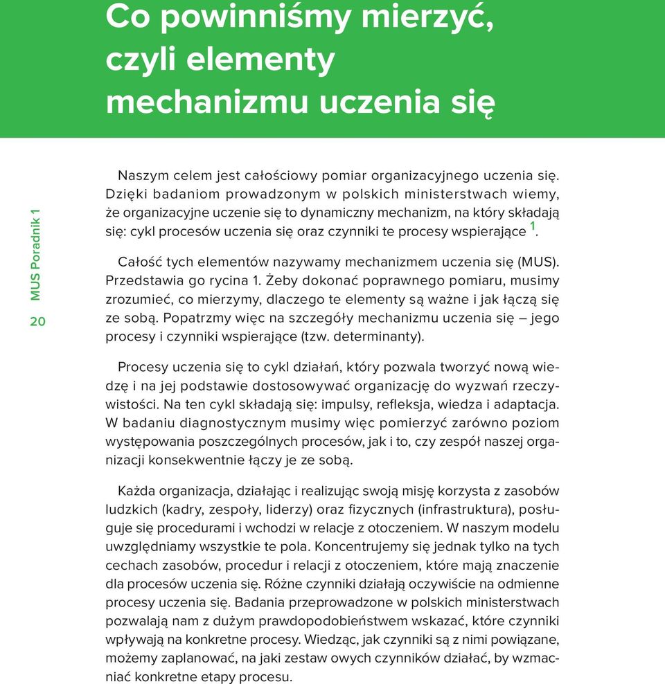 wspierające 1. Całość tych elementów nazywamy mechanizmem uczenia się (MUS). Przedstawia go rycina 1.