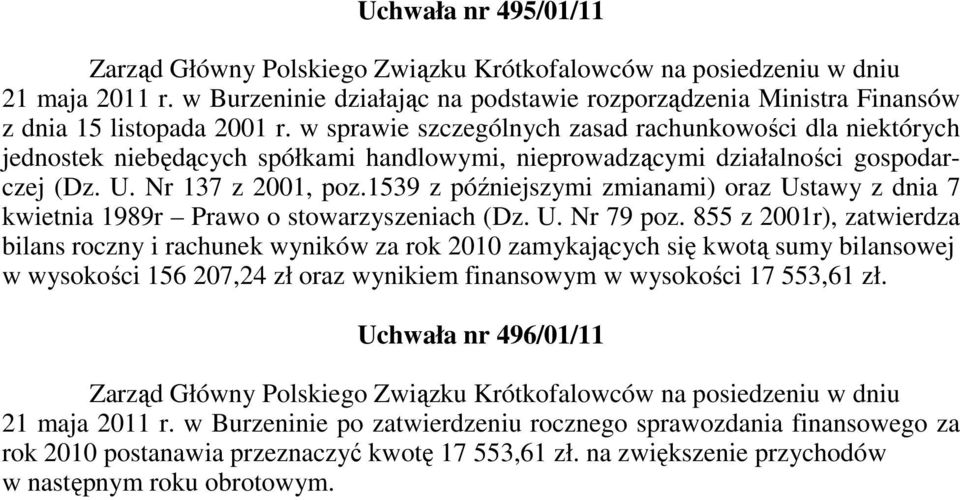 w sprawie szczególnych zasad rachunkowości dla niektórych jednostek niebędących spółkami handlowymi, nieprowadzącymi działalności gospodarczej (Dz. U. Nr 137 z 2001, poz.