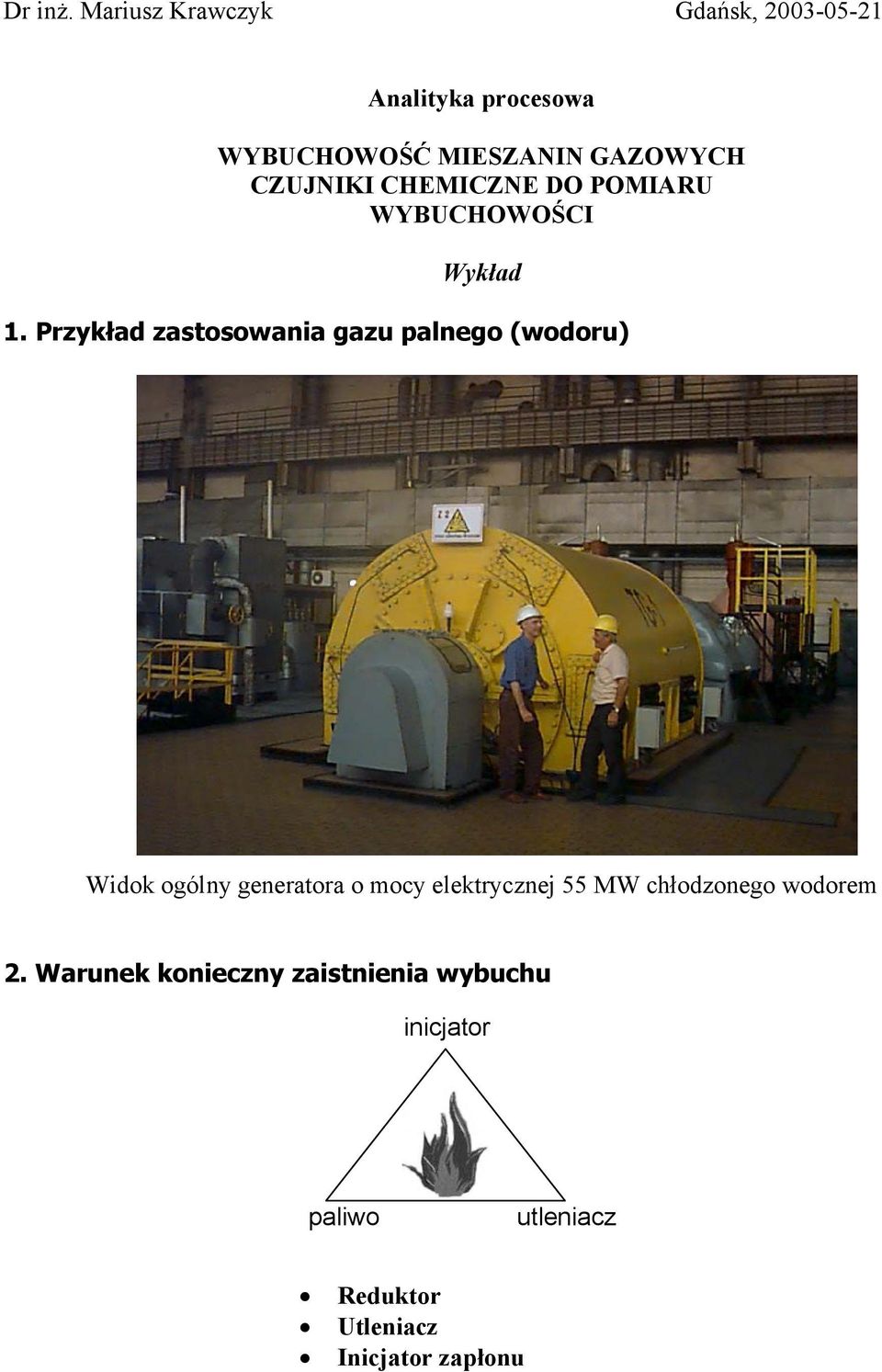 CZUJNIKI CHEMICZNE DO POMIARU WYBUCHOWOŚCI Wykład 1.