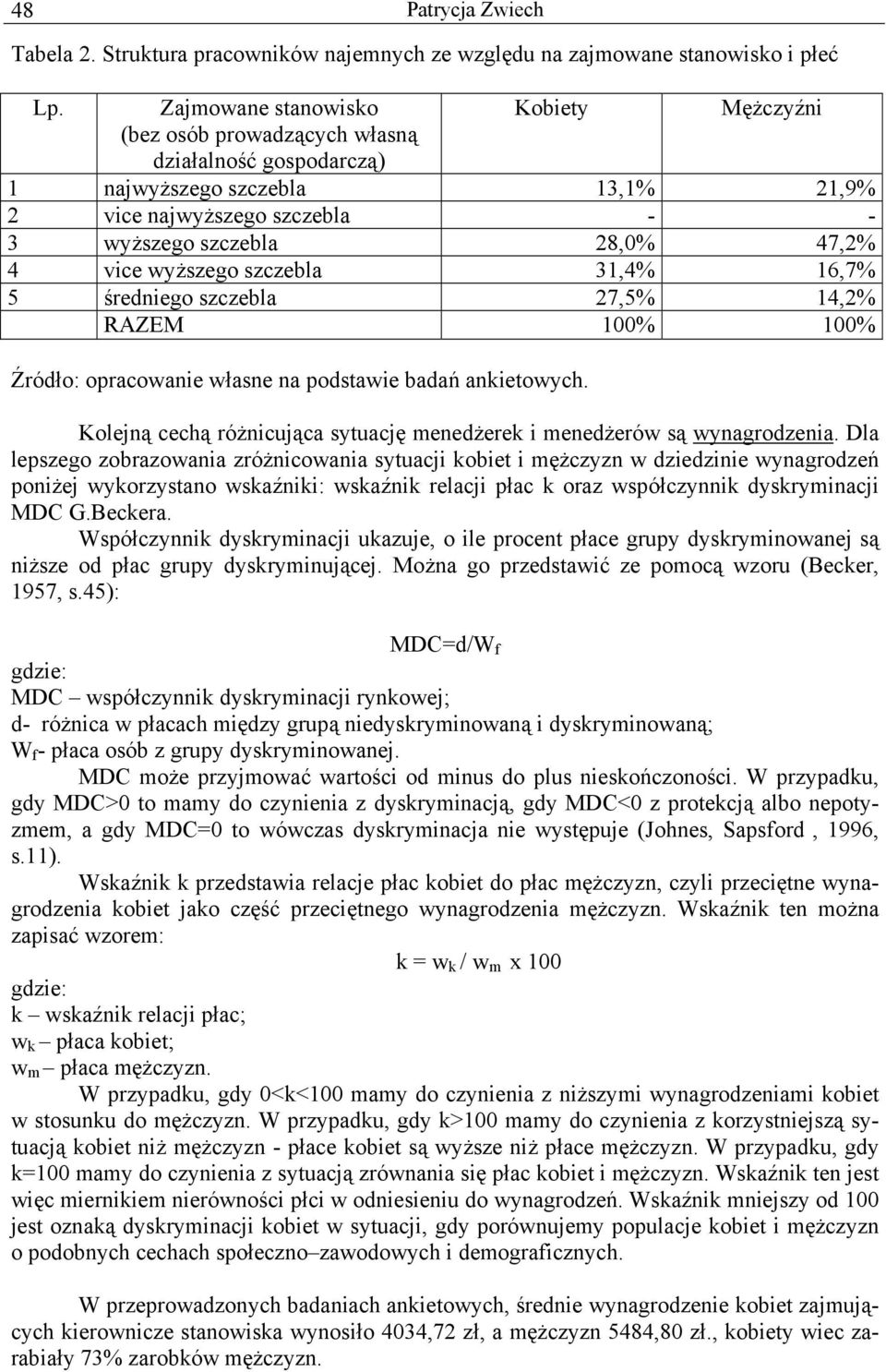 wyższego szczebla 31,4% 16,7% 5 średniego szczebla 27,5% 14,2% RAZEM 100% 100% Kolejną cechą różnicująca sytuację menedżerek i menedżerów są wynagrodzenia.