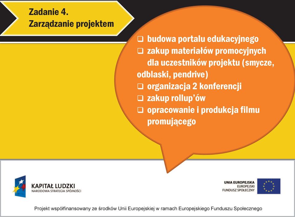 materiałów promocyjnych dla uczestników projektu (smycze,