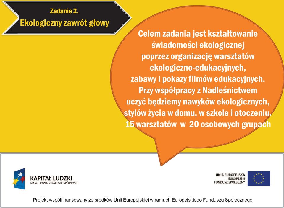 poprzez organizację warsztatów ekologiczno-edukacyjnych, zabawy i pokazy filmów