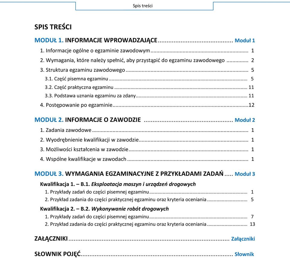 INFORMACJE O ZAWODZIE... Moduł 2 1. Zadania zawodowe... 1 2. Wyodrębnienie kwalifikacji w zawodzie... 1 3. Możliwości kształcenia w zawodzie... 1 4. Wspólne kwalifikacje w zawodach... 1 MODUŁ 3.