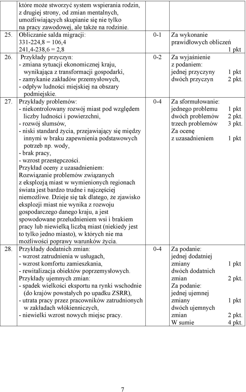 Przykłady przyczyn: - zmiana sytuacji ekonomicznej kraju, wynikająca z transformacji gospodarki, - zamykanie zakładów przemysłowych, - odpływ ludności miejskiej na obszary podmiejskie. 27.