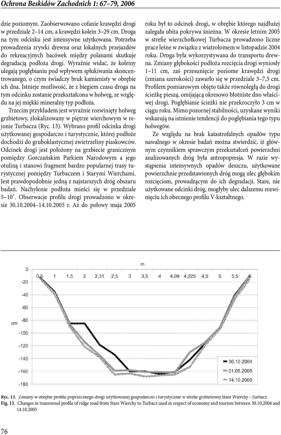 Wyraźnie widać, że koleiny ulegają pogłębianiu pod wpływem spłukiwania skoncentrowanego, o czym świadczy bruk kamienisty w obrębie ich dna.