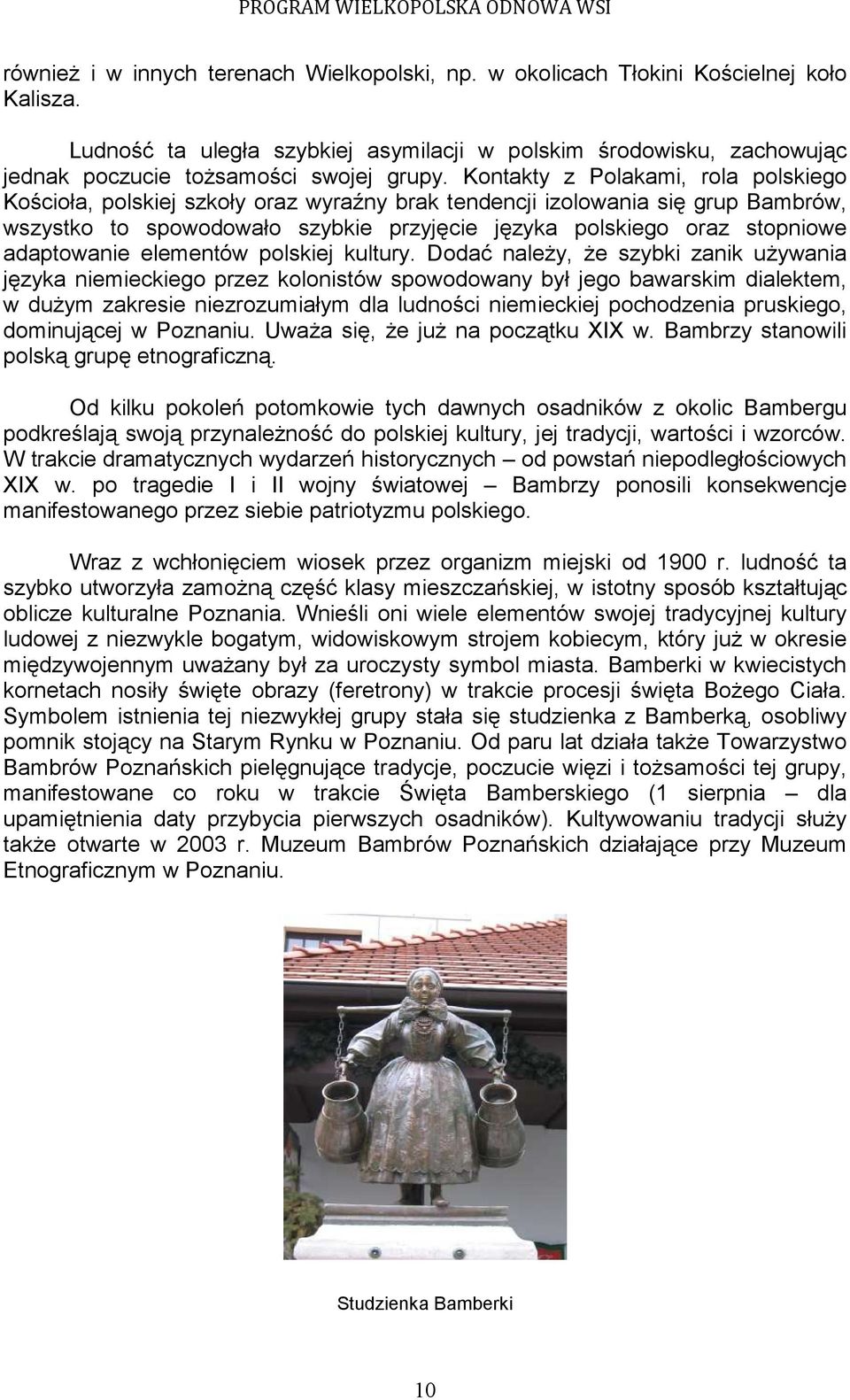 Kontakty z Polakami, rola polskiego Kościoła, polskiej szkoły oraz wyraźny brak tendencji izolowania się grup Bambrów, wszystko to spowodowało szybkie przyjęcie języka polskiego oraz stopniowe
