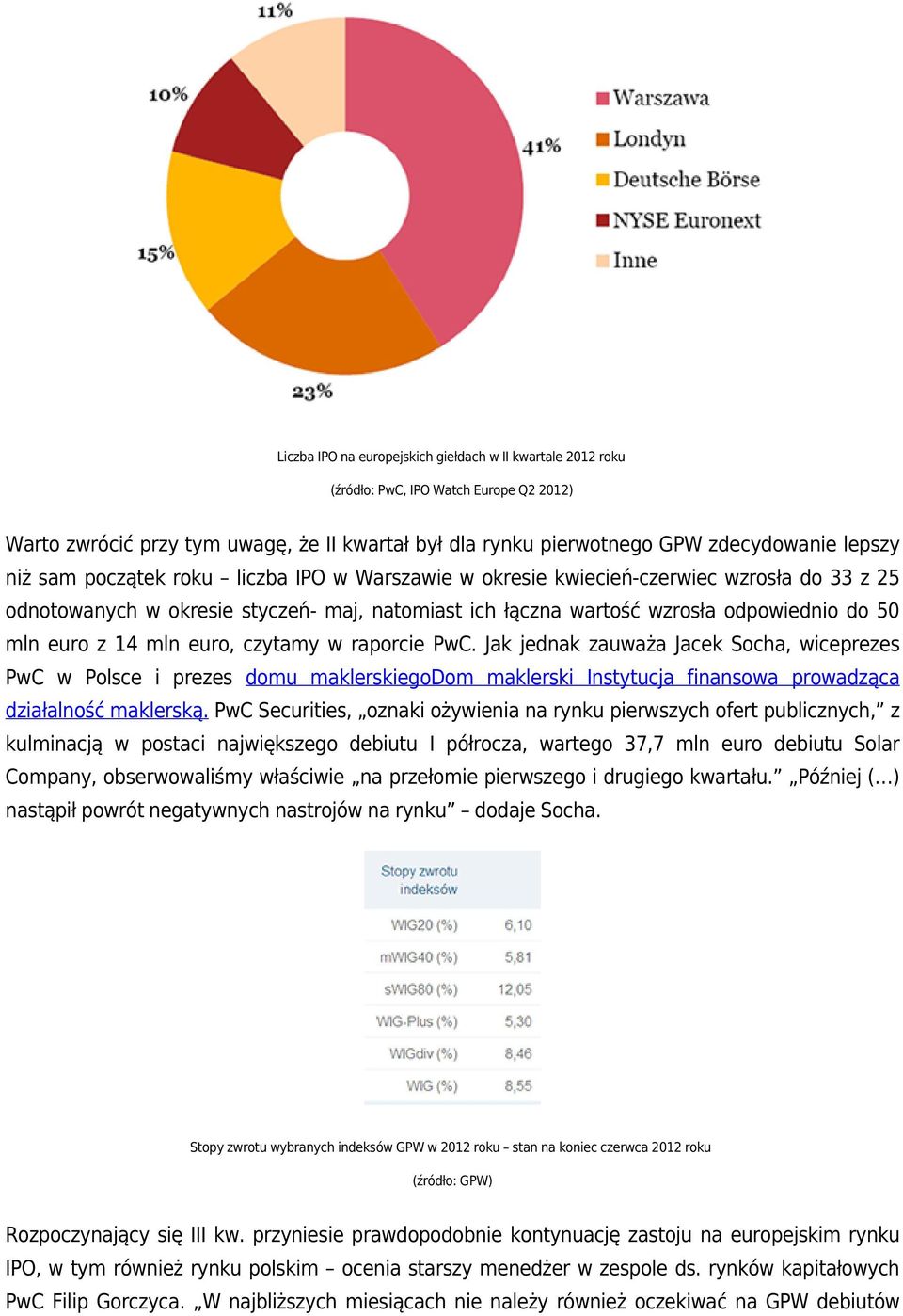 euro, czytamy w raporcie PwC. Jak jednak zauważa Jacek Socha, wiceprezes PwC w Polsce i prezes domu maklerskiegodom maklerski Instytucja finansowa prowadząca działalność maklerską.