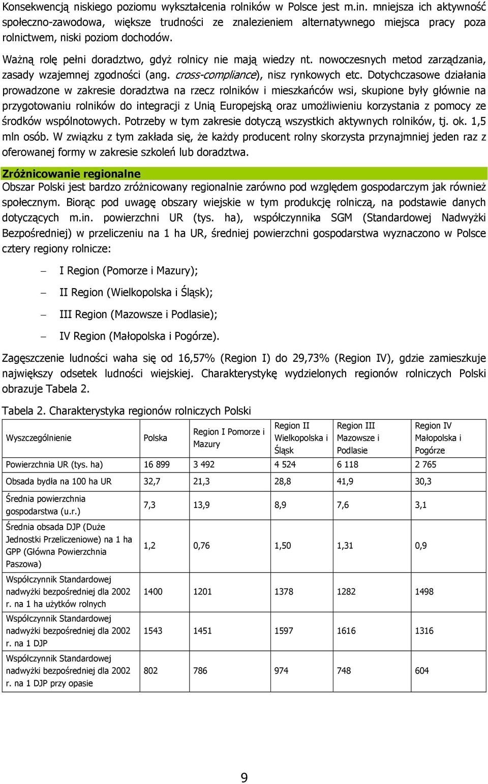 Ważną rolę pełni doradztwo, gdyż rolnicy nie mają wiedzy nt. nowoczesnych metod zarządzania, zasady wzajemnej zgodności (ang. cross-compliance), nisz rynkowych etc.