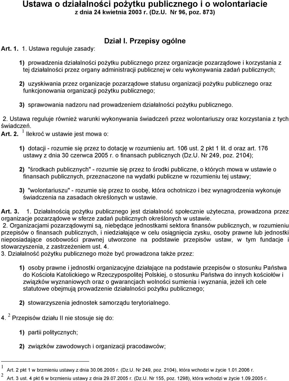 publicznych; 2) uzyskiwania przez organizacje pozarządowe statusu organizacji pożytku publicznego oraz funkcjonowania organizacji pożytku publicznego; 3) sprawowania nadzoru nad prowadzeniem