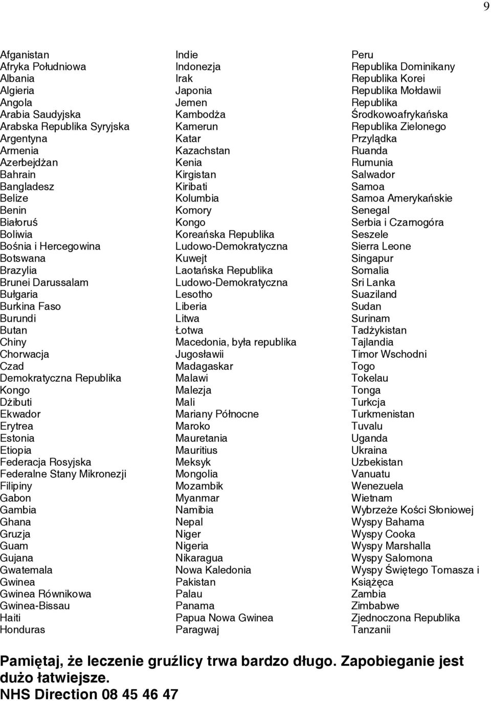 Mikronezji Filipiny Gabon Gambia Ghana Gruzja Guam Gujana Gwatemala Gwinea Gwinea Równikowa Gwinea-Bissau Haiti Honduras Indie Indonezja Irak Japonia Jemen Kambodża Kamerun Katar Kazachstan Kenia