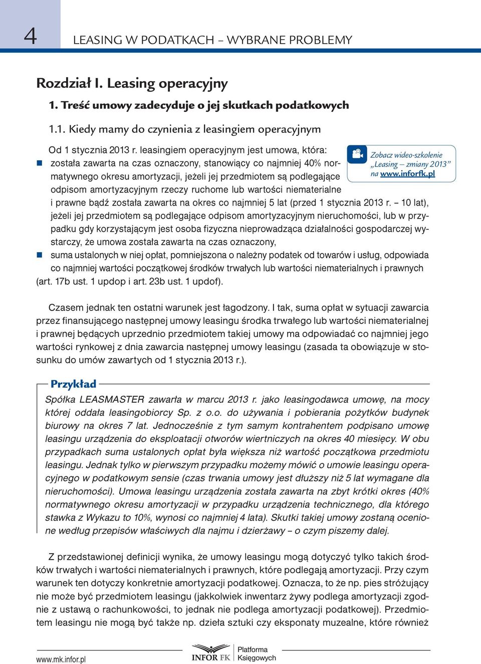 rzeczy ruchome lub wartości niematerialne Zobacz wideo-szkolenie Leasing zmiany 2013 Wideo-szkolenia na www.inforfk.