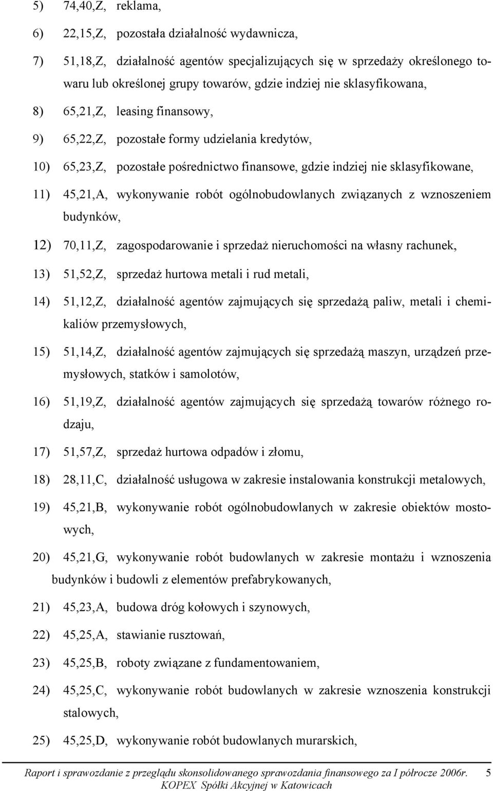 wykonywanie robót ogólnobudowlanych związanych z wznoszeniem budynków, 12) 70,11,Z, zagospodarowanie i sprzedaż nieruchomości na własny rachunek, 13) 51,52,Z, sprzedaż hurtowa metali i rud metali,