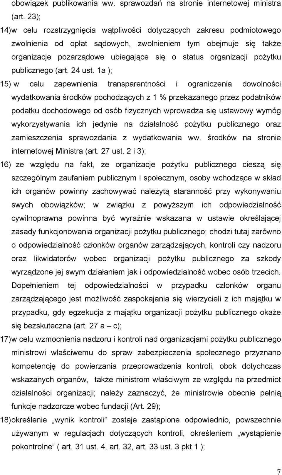 organizacji pożytku publicznego (art. 24 ust.