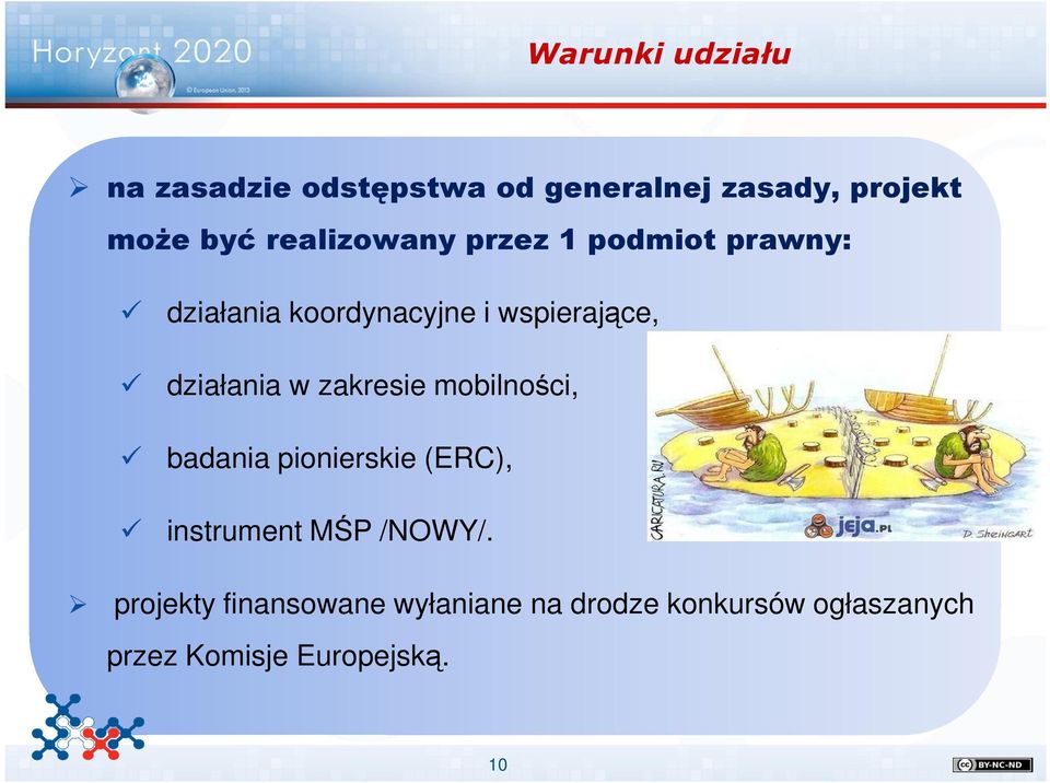 działania w zakresie mobilności, badania pionierskie (ERC), instrument MŚP /NOWY/.