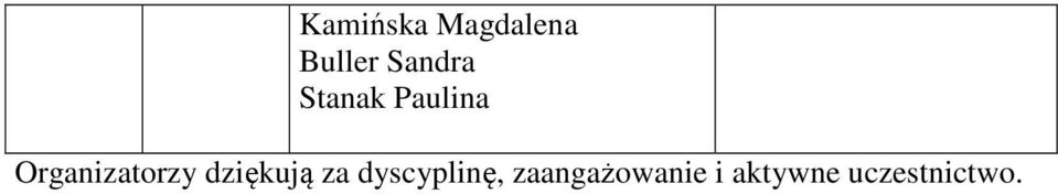 Organizatorzy dziękują za