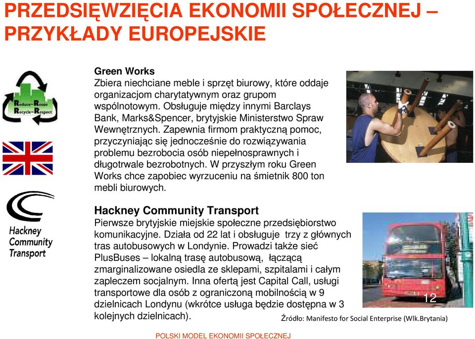 Zapewnia firmom praktyczną pomoc, przyczyniając się jednocześnie do rozwiązywania problemu bezrobocia osób niepełnosprawnych i długotrwale bezrobotnych.
