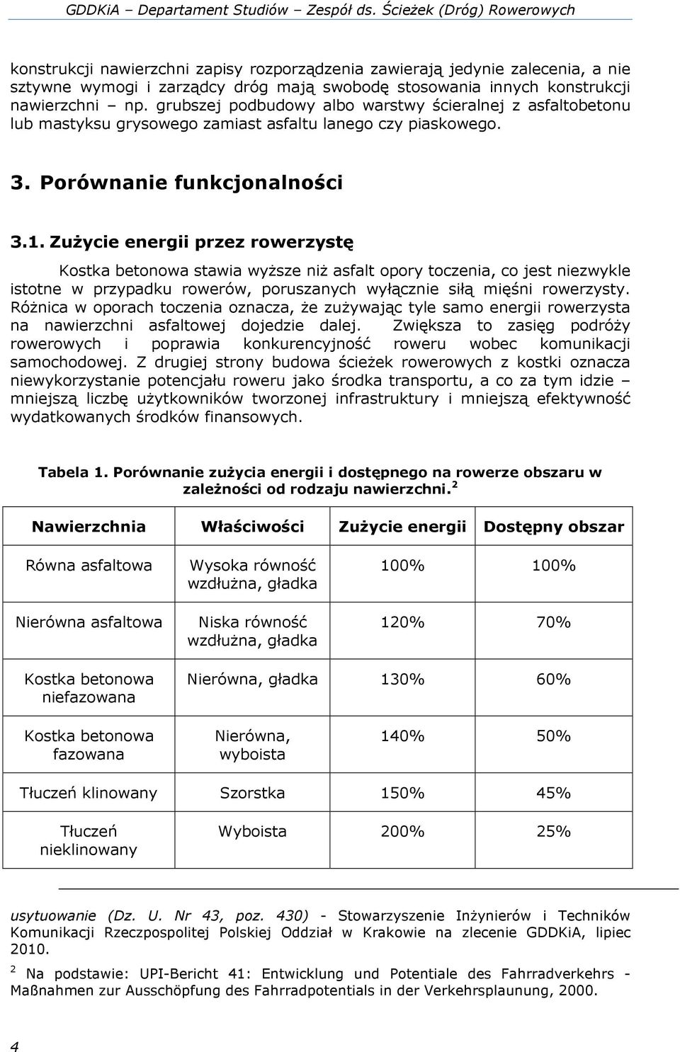 grubszej podbudowy albo warstwy ścieralnej z asfaltobetonu lub mastyksu grysowego zamiast asfaltu lanego czy piaskowego. 3. Porównanie funkcjonalności 3.1.