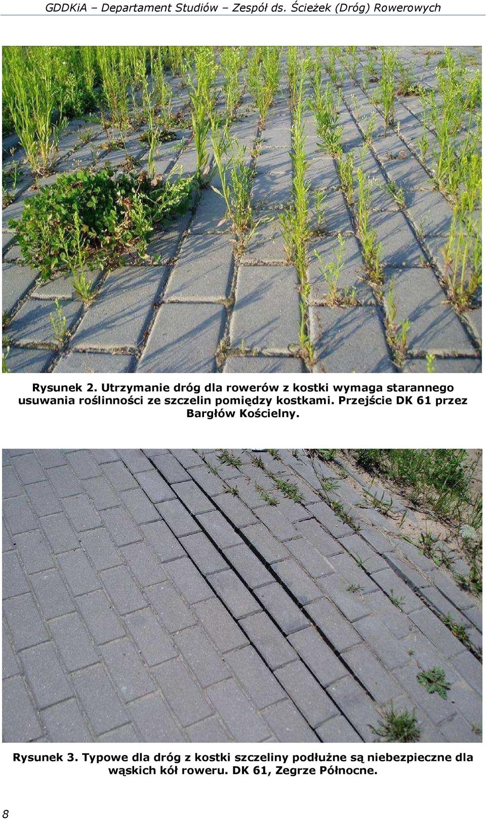 szczelin pomiędzy kostkami. Przejście DK 61 przez Bargłów Kościelny. Rysunek 3.