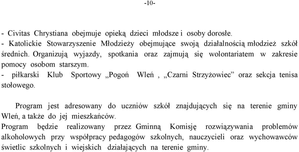 - piłkarski Klub Sportowy Pogoń Wleń, Czarni Strzyżowiec oraz sekcja tenisa stołowego.