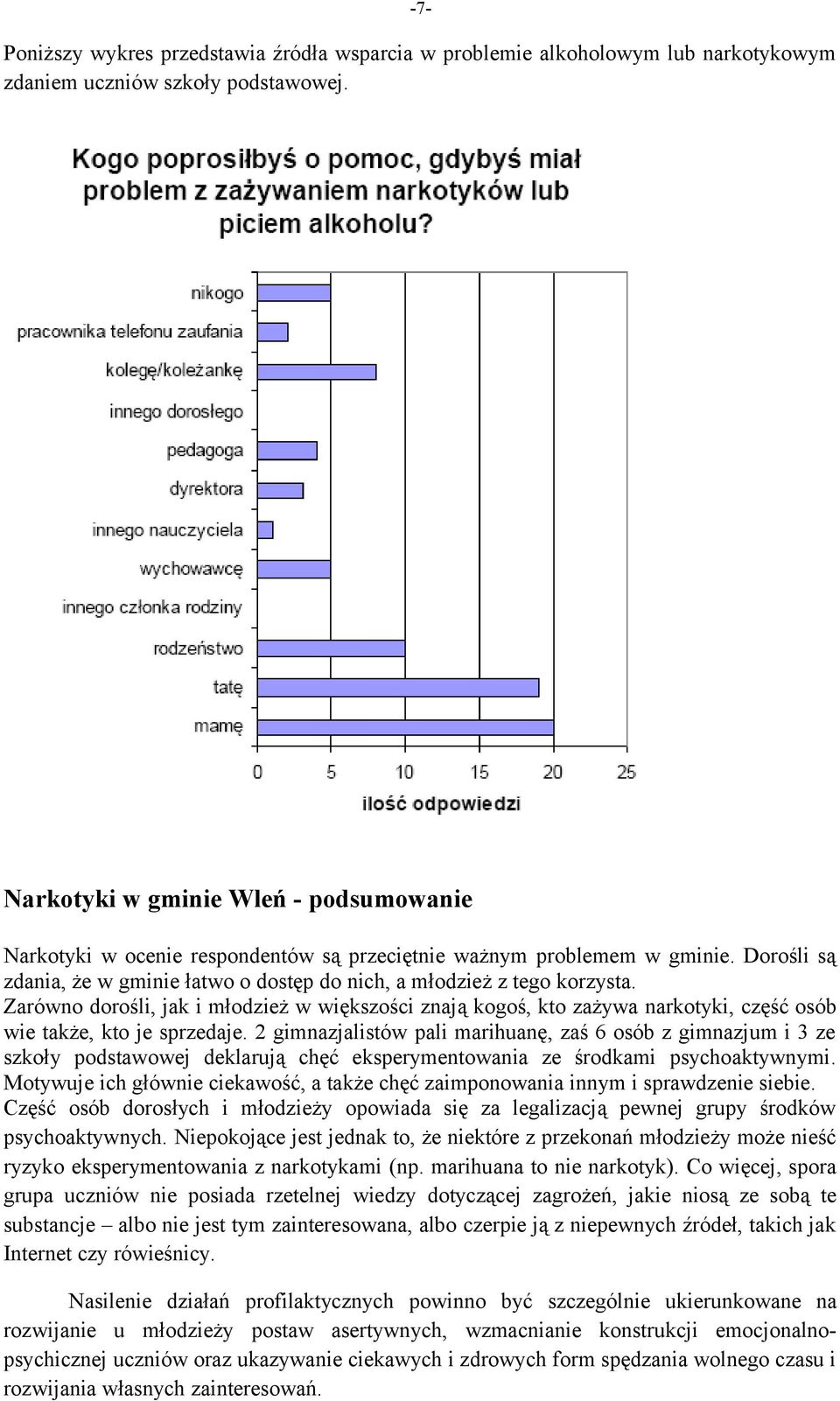 Zarówno dorośli, jak i młodzież w większości znają kogoś, kto zażywa narkotyki, część osób wie także, kto je sprzedaje.
